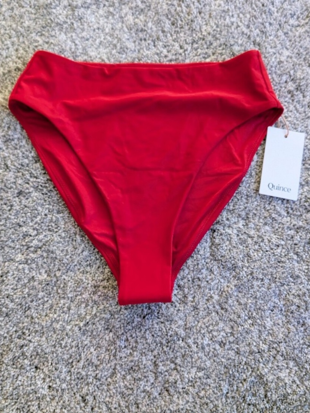 Quince Red High-Rise High-Leg Bikini bottom